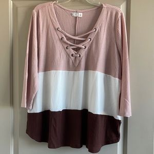 Maurices Sweater Top with Cross V-Neck